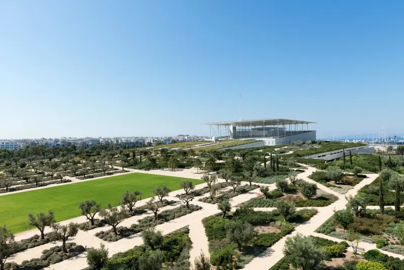 The Stavros Niarchos Park and Cultural Centre, seen from above.